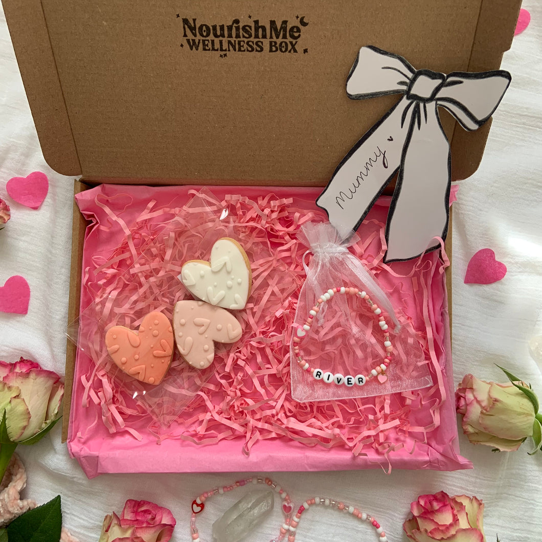 Personalised Bracelet & Heart Cookie Set