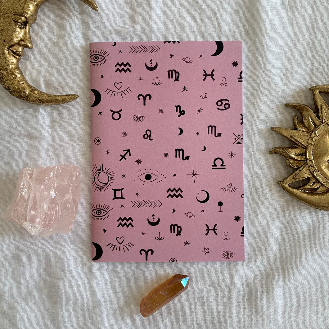 A6 Zodiac Notebook: Pink